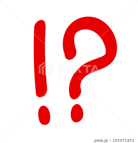 シンプルな手描きのびっくりマーク!?赤 シンプルな手描きのびっくりマーク!?赤 105972852