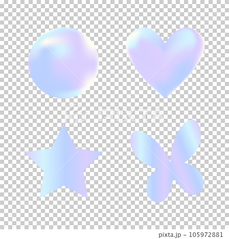 Pastel heart, star, circle, butterfly, holographic with mesh gradient for element, poster Pastel heart, star, circle, butterfly, holographic with mesh gradient for element, poster 105972881