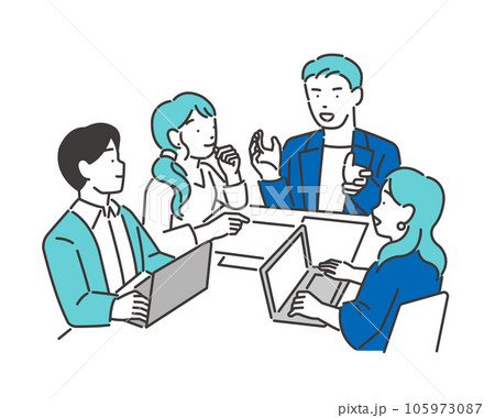ミーティングをする若いビジネスパーソンのベクターイラスト素材 105973087