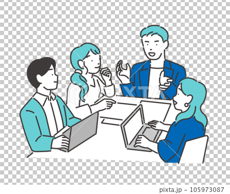 ミーティングをする若いビジネスパーソンのベクターイラスト素材 105973087