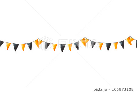 Watercolor seamless banner with festive flags for halloween illustration. Hand painting postcard isolated on white background. For designers, decoration, shop, for postcards, wrapping paper, covers. Watercolor seamless banner with festive flags for halloween illustration. Hand painting postcard isolated on white background. For designers, decoration, shop, for postcards, wrapping paper, covers. 105973109