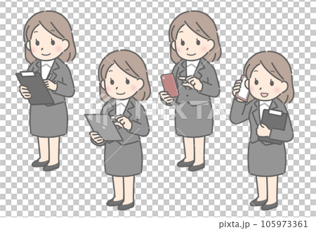 Various standing jobs A young woman in a suit 105973361