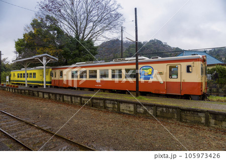 ローカル線の駅ホームに停車中の鉄道車両 ローカル線の駅ホームに停車中の鉄道車両 105973426