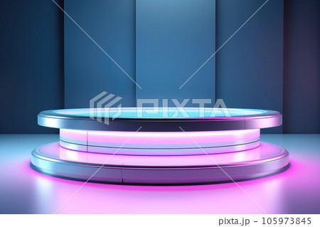 Colourful podium and beautiful lighting. Background for product presentation. Generative AI 105973845