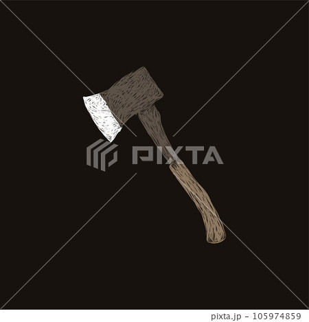Wooden Axe artwork style illustration design, logo icon vector design template, suitable for your company 105974859