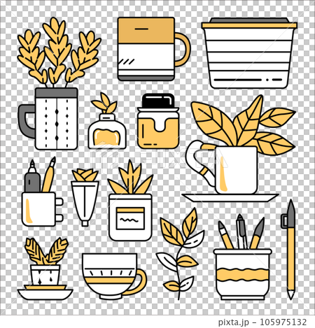 時尚房間的桌子上設置的零件插圖 105975132