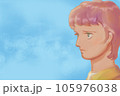 空色の背景の女性の横顔 105976038