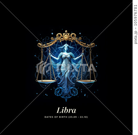 Libra horoscope sign. Astrology. Emblem, logo 105976781