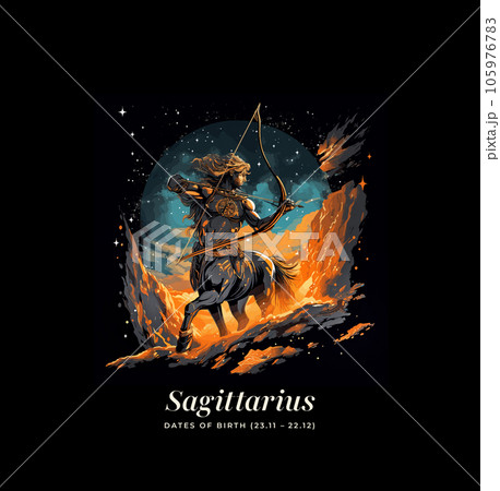 Sagittarius horoscope sign. Astrology. Emblem, logo Sagittarius horoscope sign. Astrology. Emblem, logo 105976783