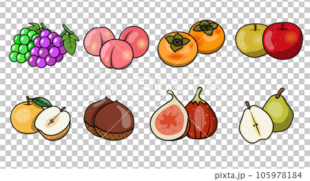 秋の果物のイラスト素材 105978184