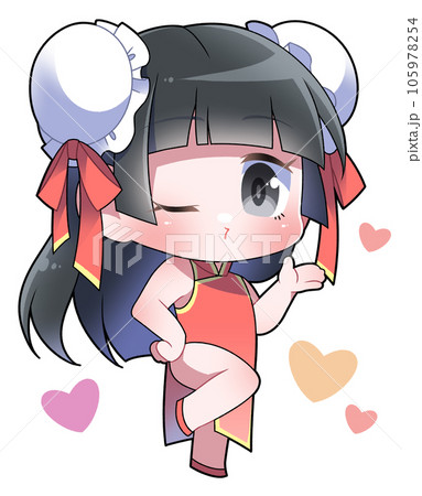 チャイナドレスロングヘアガール 105978254