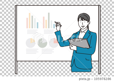 在白板上做演示的女商人 105978286
