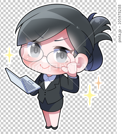 パソコンを持つスーツの女性 105978288