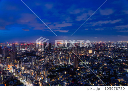 《東京都》深夜の東京都市風景・夜明け前 105978720
