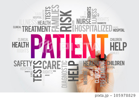 Patient word cloud collage, health concept background 105978829