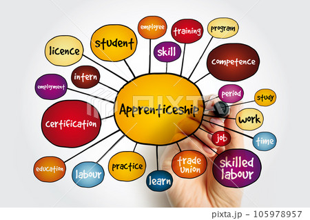Apprenticeship mind map, concept for presentations and reports Apprenticeship mind map, concept for presentations and reports 105978957