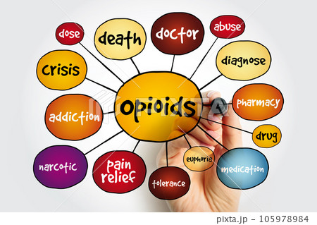 Opioids mind map, concept for presentations and reports Opioids mind map, concept for presentations and reports 105978984