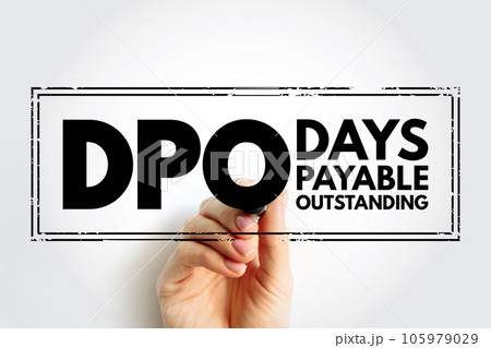 DPO Days Payable Outstanding - efficiency ratio that measures the average number of days a company takes to pay its suppliers, acronym text concept stamp DPO Days Payable Outstanding - efficiency ratio that measures the average number of days a company takes to pay its suppliers, acronym text concept stamp 105979029