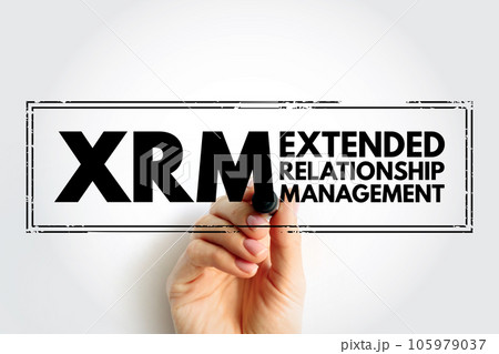 XRM eXtended Relationship Management - mapping and maintaining of relationships between any type of asset in very flexible ways, acronym text concept stamp 105979037