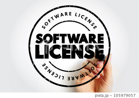 Software License - legal instrument governing the use or redistribution of software, text stamp concept for presentations and reports Software License - legal instrument governing the use or redistribution of software, text stamp concept for presentations and reports 105979057