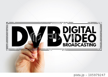 DVB Digital Video Broadcasting - set of international open standards for digital television, acronym text concept stamp 105979247