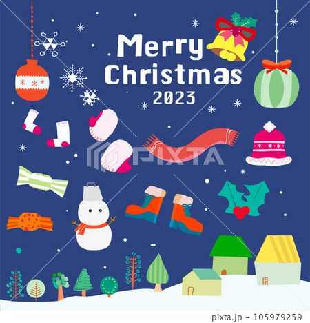 クリスマスカラフル装飾シンプル クリスマスカラフル装飾シンプル 105979259