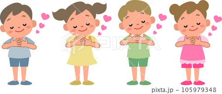 にっこりほほえむ男の子と女の子のイラストセット にっこりほほえむ男の子と女の子のイラストセット 105979348