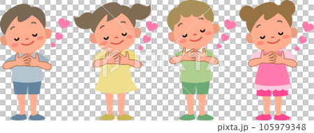 にっこりほほえむ男の子と女の子のイラストセット にっこりほほえむ男の子と女の子のイラストセット 105979348