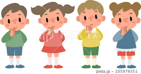照れて赤くなっている女の子と男の子セット 105979351