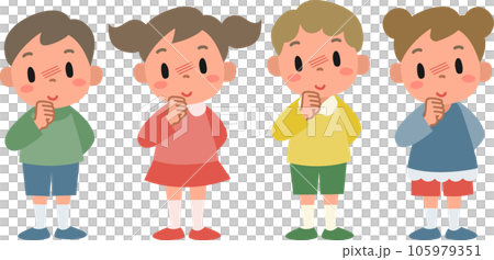 照れて赤くなっている女の子と男の子セット 105979351