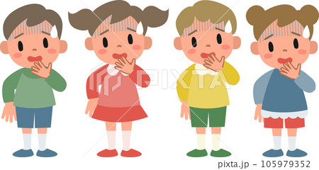 怖がっている男の子と女の子のイラストセット 怖がっている男の子と女の子のイラストセット 105979352