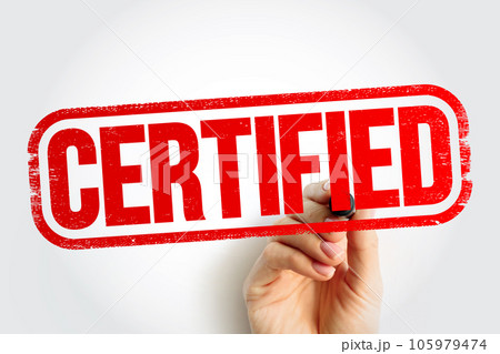Certified text stamp, business concept background 105979474