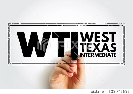WTI West Texas Intermediate - light, sweet crude oil that serves as one of the main global oil benchmarks, acronym text stamp 105979657
