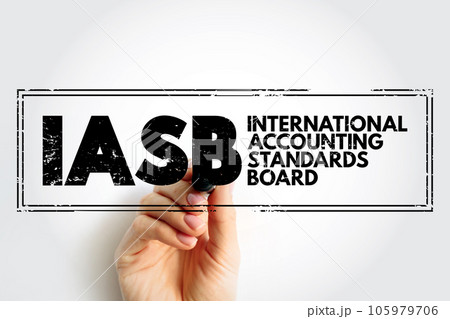 IASB - International Accounting Standards Board acronym text stamp, business concept background 105979706