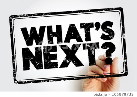 What's Next Question text stamp, concept background 105979735