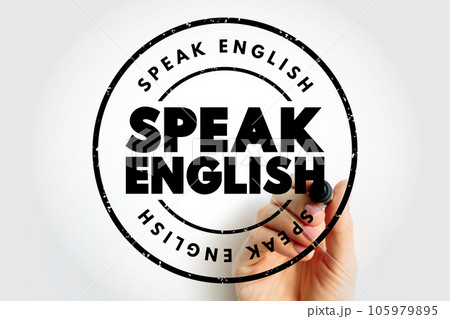 Speak English text stamp, education concept background 105979895