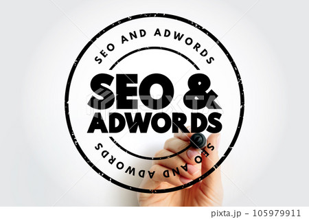 Seo and Adwords text stamp, business concept background 105979911