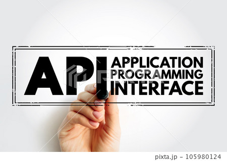API Application Programming Interface - connection between computers or between computer programs, acronym text stamp concept background API Application Programming Interface - connection between computers or between computer programs, acronym text stamp concept background 105980124