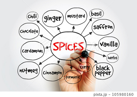 Spices mind map, concept for presentations and reports Spices mind map, concept for presentations and reports 105980160
