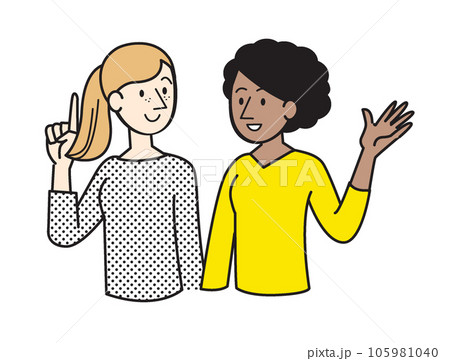 人物イラスト　シンプルイラスト　女性ペア 105981040