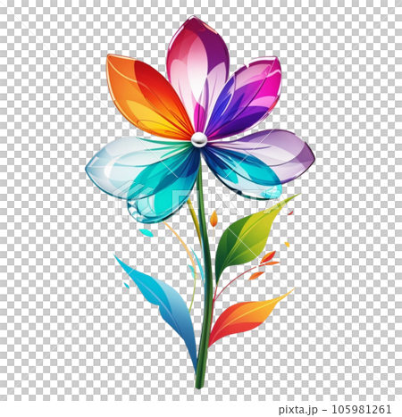 Abstract Glass Vibrant Colorful Flower  105981261