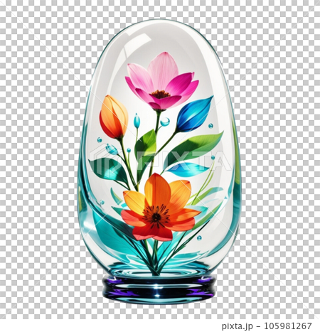 Abstract Glass Vibrant Colorful Flower  105981267