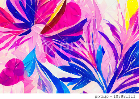 colourfull painting of plant life abstract background that is natural and calming 105981313