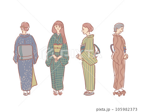 着物姿の四人の女性 着物姿の四人の女性 105982373