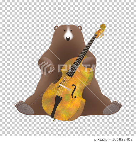 一隻熊快樂地演奏低音提琴的插圖 105982408