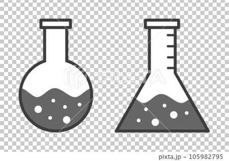 薬品や液体の実験に使用するガラス製フラスコのイラスト 105982795