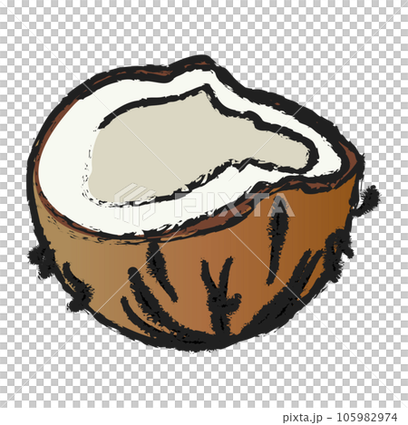 coconut, fruit, hand drawn 105982974