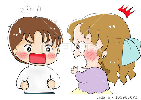 照れる男性と驚く女性 照れる男性と驚く女性 105983073