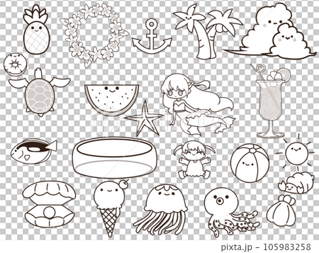 Summer illustration set 105983258