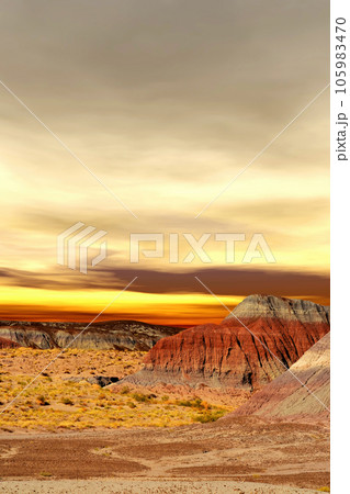 Rugged and Desolate Landscape Petrified Forest Arizona Rugged and Desolate Landscape Petrified Forest Arizona 105983470